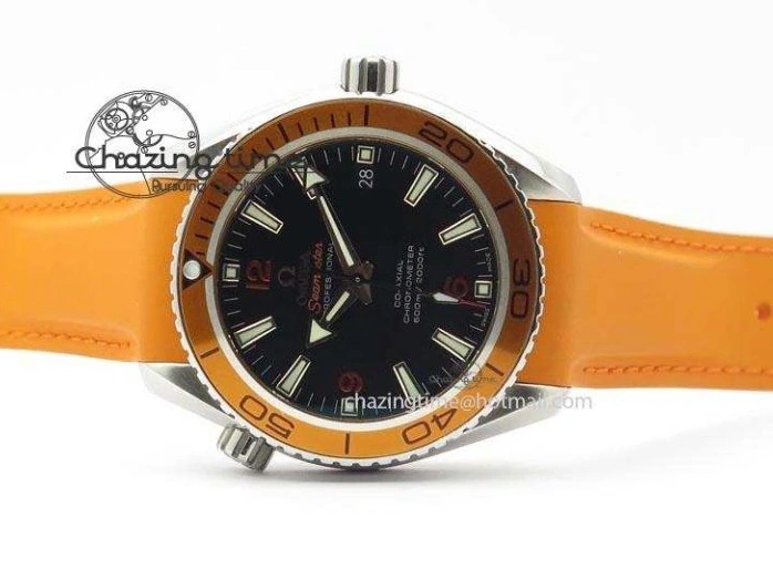 0516 Breathable Planet Ocean SS Bp Maker 45mm Orange Bezel On Orange Rubber Strap A 8221